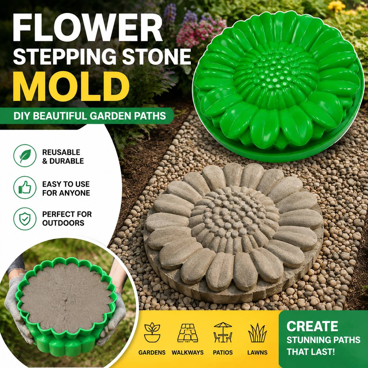 Sunflower Terrace Stone Mold S - Gardening Tools Bundle 评论和价格